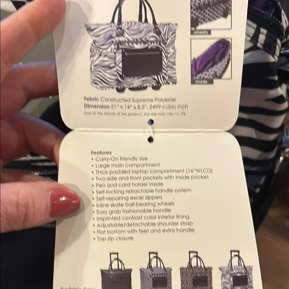 NWT Calpak Zebra Print Rolling Tote Zanny Bag Carry On - Picture 11 of 12